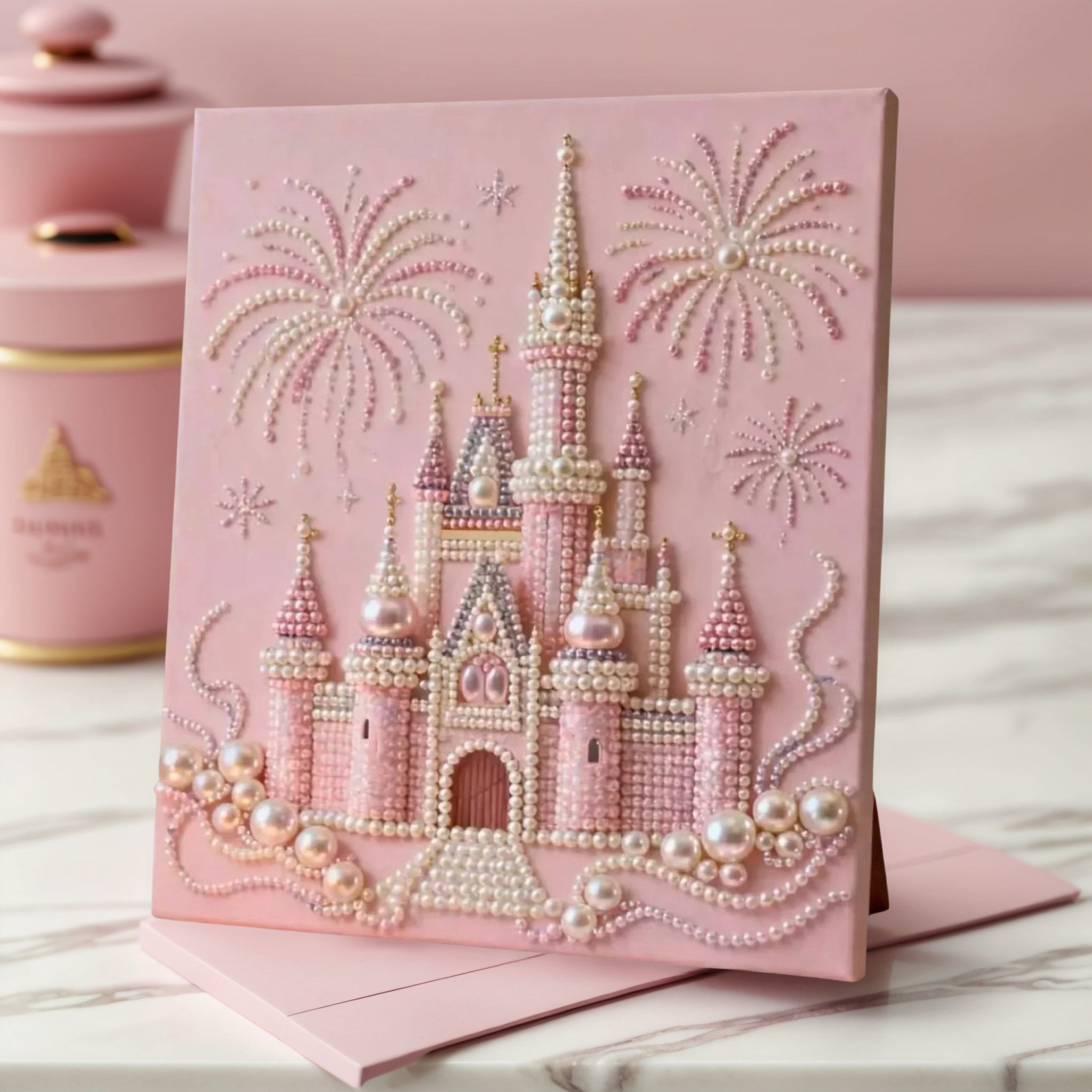 [Pinky Castle] Beauty Wonderland DIY Pearl Painting Kit – Handmade Pearl Art with Complete Accessories, Step-by-Step Tutorial, Creative Home Decor, Relaxing Craft for Adults & Beginners