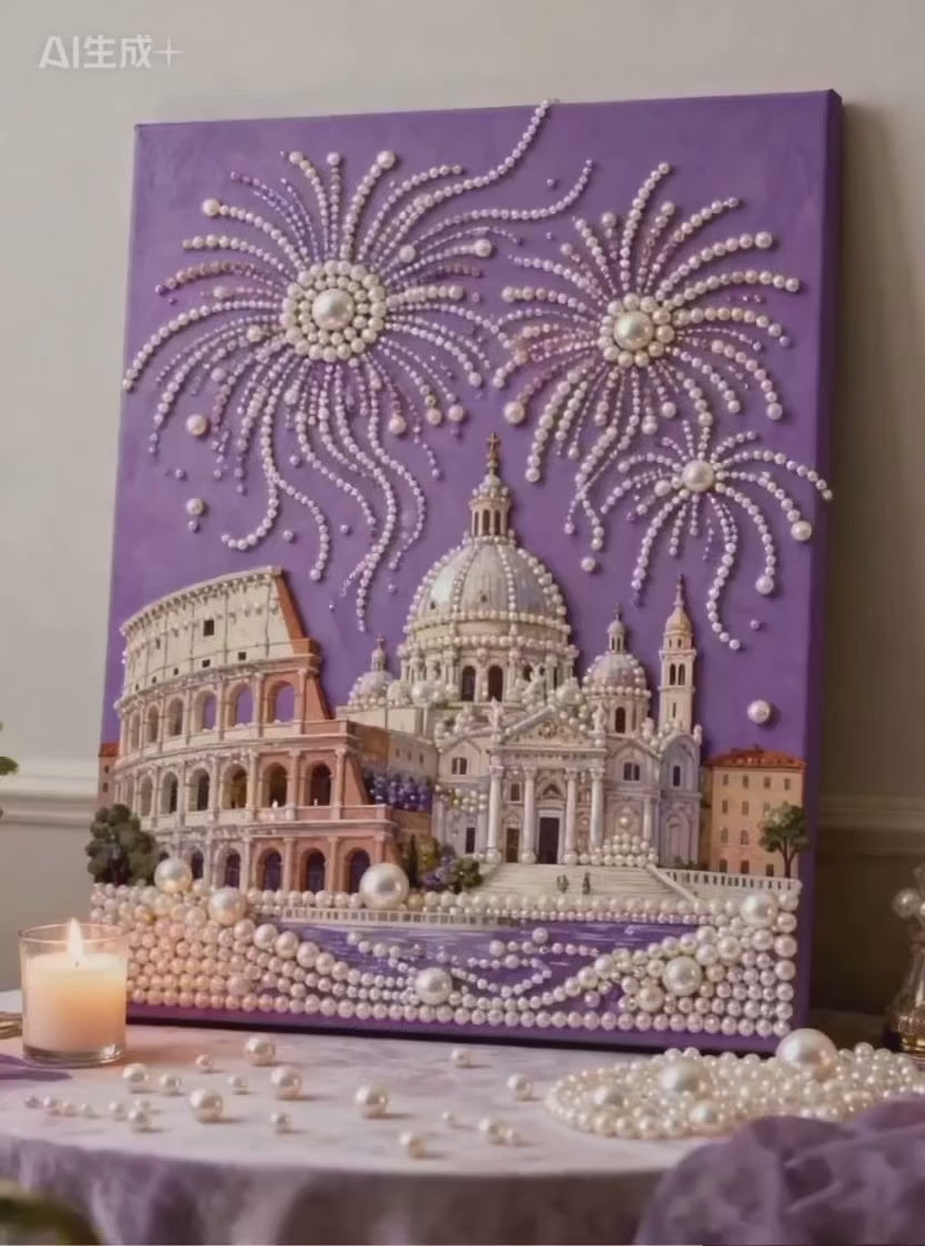 [Violet Imperium] Beauty Wonderland DIY Pearl Painting Kit – Handmade Pearl Art with Complete Accessories, Step-by-Step Tutorial, Creative Home Decor, Relaxing Craft for Adults & Beginners