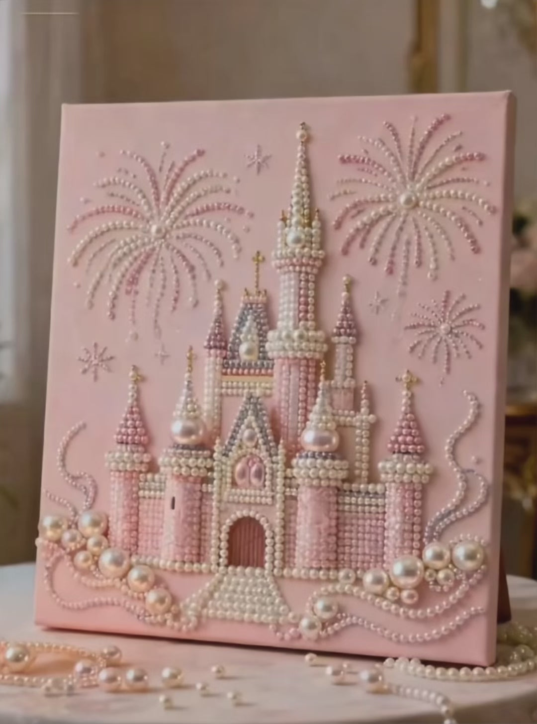 [Pinky Castle] Beauty Wonderland DIY Pearl Painting Kit – Handmade Pearl Art with Complete Accessories, Step-by-Step Tutorial, Creative Home Decor, Relaxing Craft for Adults & Beginners